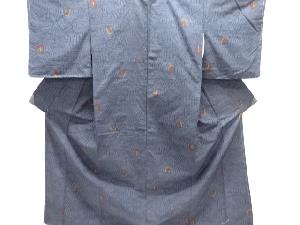 未使用品　抽象模様織り出し手織り紬着物